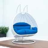 White Wicker Hanging 2 Person Egg Swing Chair - Outdoor