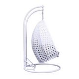 White Wicker Hanging 2 Person Egg Swing Chair - Outdoor