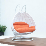 White Wicker Hanging 2-Person Egg Swing Chair - Outdoor