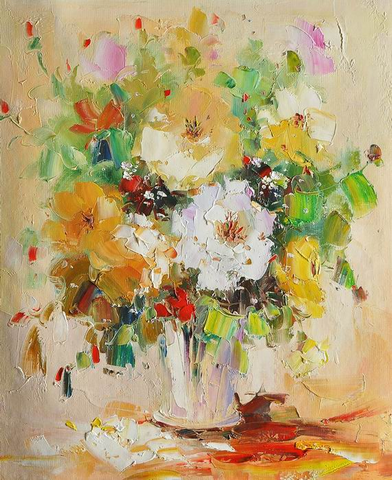 White Yellow Knife Art Flower Painting - WhatYouNeedSales