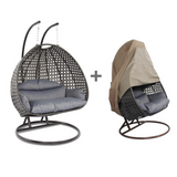 Wicker Hanging 2 Person Egg Swing Chair with Outdoor Cover