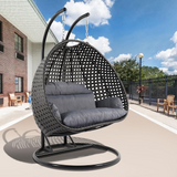 Wicker Hanging 2 Person Egg Swing Chair with Outdoor Cover