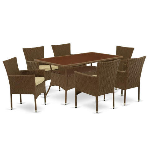 Wicker Patio Set Brown | Outdoor-Furniture Dining Set