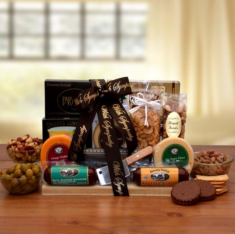 With Our Deepest Sympathy Gourmet Gift Board - sympathy gift baskets - sympathy baskets - condolences gift basket for loss - WhatYouNeedSales