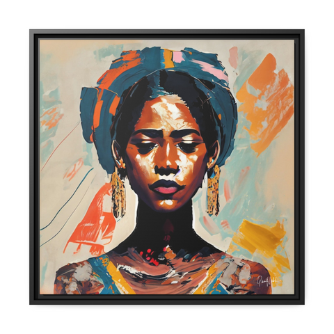 Woman With Turban Portrait Canvas Wall Art With Frame - WhatYouNeedSales