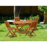 Wooden Patio Set Natural Oil - 5 Piece Acacia Wood Outdoor