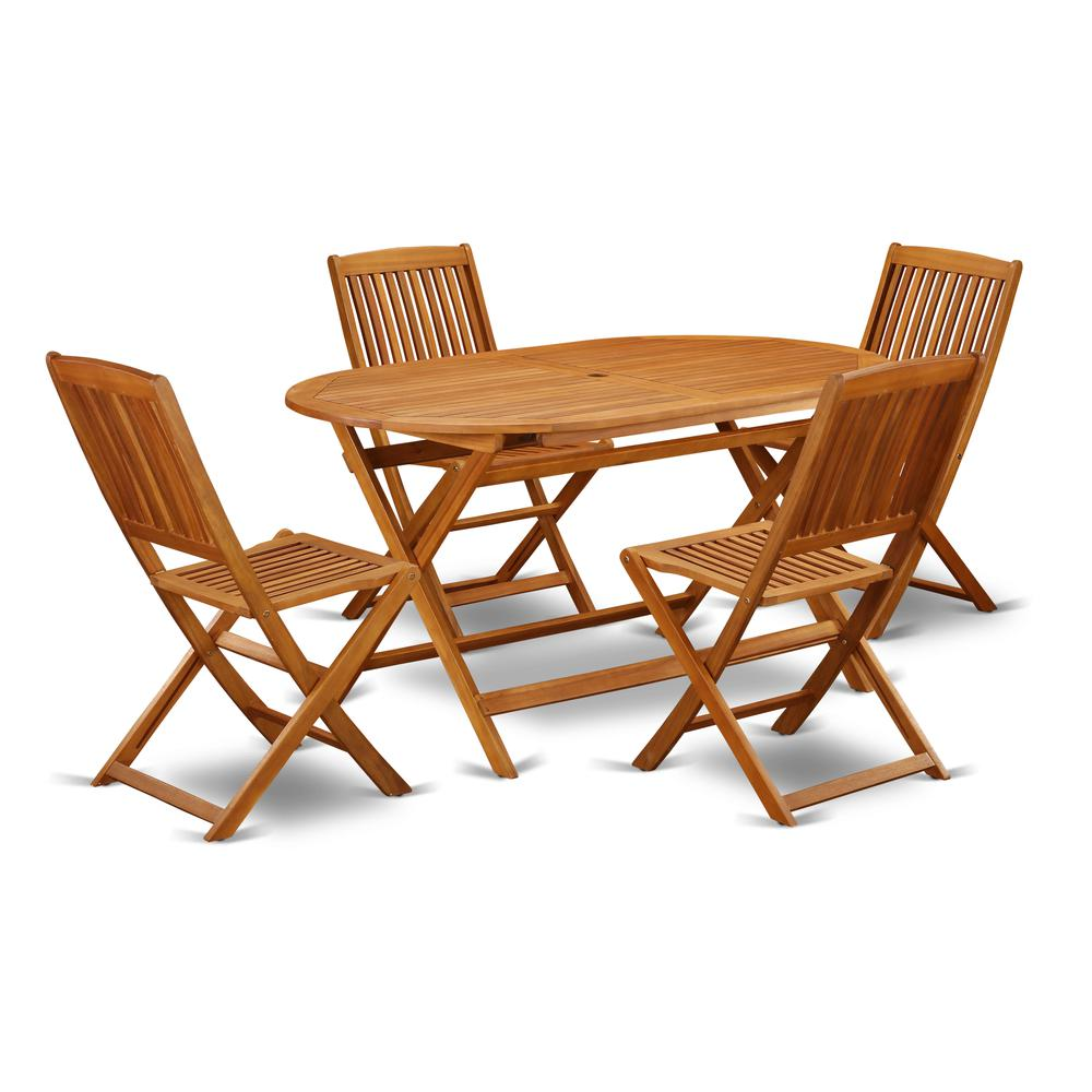 Wooden Patio Set Natural Oil - 5 Piece Acacia Wood Outdoor