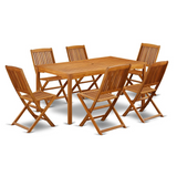 Wooden Patio Set Natural Oil | 7 Piece Acacia Wood Patio