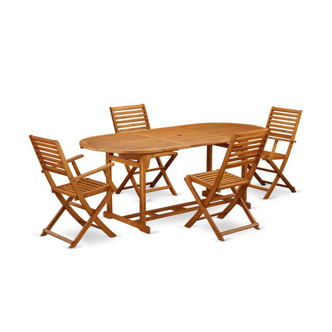 Wooden Patio Set Natural Oil BSBS52CANA - Outdoor Furniture