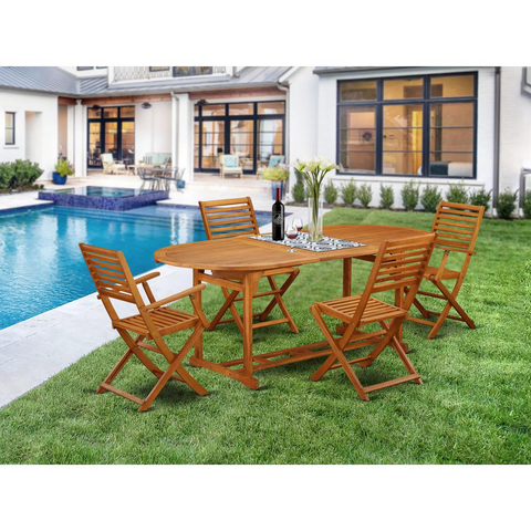 Wooden Patio Set Natural Oil BSBS52CANA - Outdoor Furniture