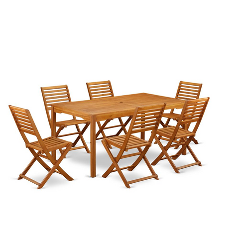 Wooden Patio Set Natural Oil CMBS7CWNA - Outdoor-Furniture