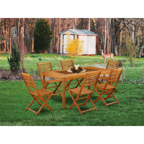 Wooden Patio Set Natural Oil CMBS7CWNA - Outdoor-Furniture