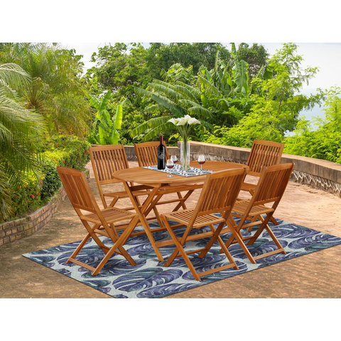 Wooden Patio Set Natural Oil | DICM7CWNA | Outdoor-Furniture