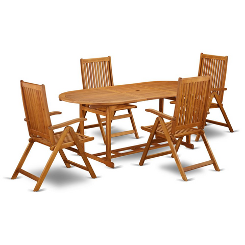 Wooden Patio Set Natural Oil - Outdoor-Furniture Dining Set