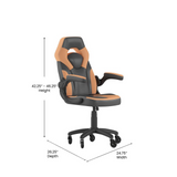 X10 Gaming Chair Racing Office Computer PC Adjustable Chair with Flip-up Arms and Transparent Roller Wheels, Orange/Black LeatherSoft - WhatYouNeedSales