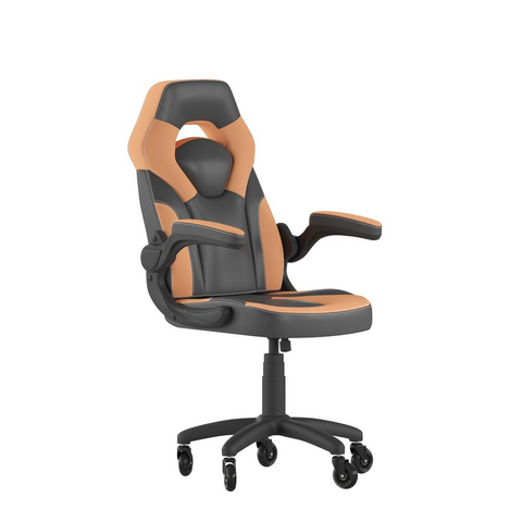 X10 Gaming Chair Racing Office Computer PC Adjustable Chair with Flip-up Arms and Transparent Roller Wheels, Orange/Black LeatherSoft - WhatYouNeedSales