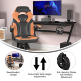 X10 Gaming Chair Racing Office Computer PC Adjustable Chair with Flip-up Arms and Transparent Roller Wheels, Orange/Black LeatherSoft - WhatYouNeedSales