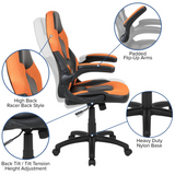 X10 Gaming Chair Racing Office Ergonomic Computer PC Adjustable Swivel Chair with Flip-up Arms, Orange/Black LeatherSoft - WhatYouNeedSales