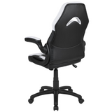 X10 Gaming Chair Racing Office Ergonomic Computer PC Adjustable Swivel Chair with Flip-up Arms, White/Black LeatherSoft - WhatYouNeedSales