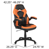 X10 Gaming Chair Racing Office Ergonomic Computer PC Adjustable Swivel Chair with Flip-up Arms, Orange/Black LeatherSoft - WhatYouNeedSales