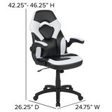 X10 Gaming Chair Racing Office Ergonomic Computer PC Adjustable Swivel Chair with Flip-up Arms, White/Black LeatherSoft - WhatYouNeedSales