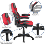 X10 Gaming Chair Racing Office Ergonomic Computer PC Adjustable Swivel Chair with Flip-up Arms, Red/Black LeatherSoft - WhatYouNeedSales