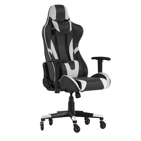 X20 Gaming Chair Racing Office Computer PC Adjustable Chair with Reclining Back and Transparent Roller Wheels in Black LeatherSoft - WhatYouNeedSales