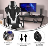 X20 Gaming Chair Racing Office Computer PC Adjustable Chair with Reclining Back and Transparent Roller Wheels in Black LeatherSoft - WhatYouNeedSales