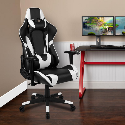 X20 Gaming Chair Racing Office Ergonomic Computer PC Adjustable Swivel Chair with Fully Reclining Back in Black LeatherSoft - WhatYouNeedSales