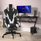 X30 Gaming Chair Racing Computer Chair with Reclining Back, Slide-Out Footrest, and Transparent Roller Wheels in Black LeatherSoft - WhatYouNeedSales