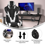 X30 Gaming Chair Racing Computer Chair with Reclining Back, Slide-Out Footrest, and Transparent Roller Wheels in Black LeatherSoft - WhatYouNeedSales