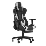 X30 Gaming Chair Racing Computer Chair with Reclining Back, Slide-Out Footrest, and Transparent Roller Wheels in Black LeatherSoft - WhatYouNeedSales