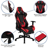 X30 Gaming Chair Racing Office Ergonomic Computer Chair with Fully Reclining Back and Slide-Out Footrest in Red LeatherSoft - WhatYouNeedSales