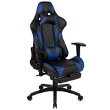 X30 Gaming Chair Racing Office Ergonomic Computer Chair with Reclining Back and Slide-Out Footrest in Blue LeatherSoft - WhatYouNeedSales