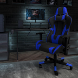 X30 Gaming Chair Racing Office Ergonomic Computer Chair with Reclining Back and Slide-Out Footrest in Blue LeatherSoft - WhatYouNeedSales